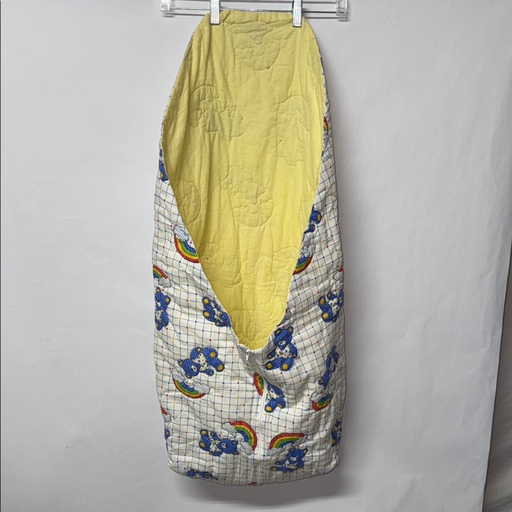 Vintage Baby Sleeping Bag Bear Rainbow Stars Clouds Swaddle 1980 90's‎ zip up